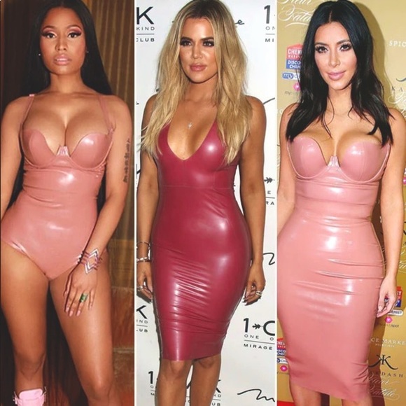 House Of CB ‘Rivera’ Latex Dress Electric Rose Mauve Blush Berry Nude - Picture 2 of 16